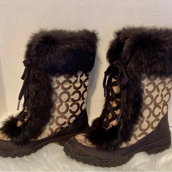 COACH 1941 Jennie Q522 Authentic Rabbit Fur Boots Women’s Size 6 1/2 B - Picture 3 of 8